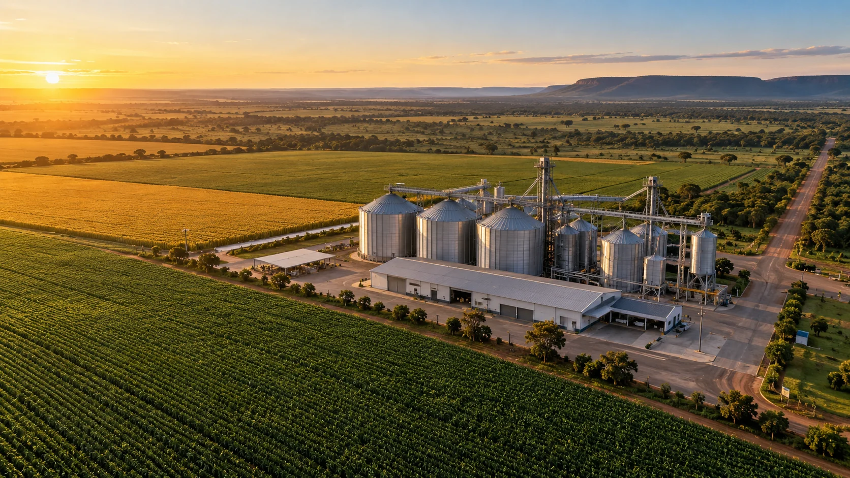 Infraestrutura de armazenagem junto à produção agrícola — imagem ilustrativa